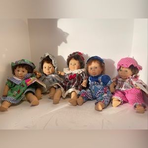 GIGO Palm Pals Bean Bag Kids 1997  Baby Dolls 8" Expressions Lot of 5